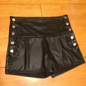 Black (faux leather) High Waist Shorts Size L